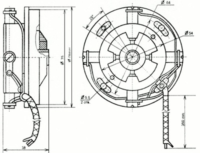 Рис.1. Габаритный чертеж тахогенераторов ТП-80-20-0,5