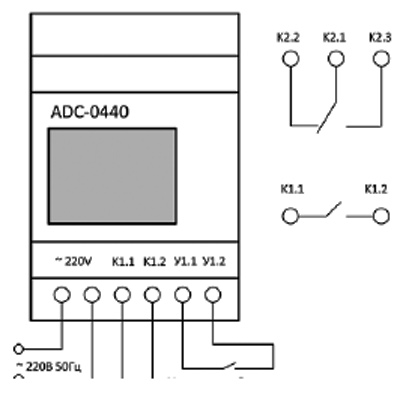 Рис.1. Схема подключения таймера ADC-0440