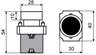 Рис.1. Габаритный чертеж кнопки XB2-BA51