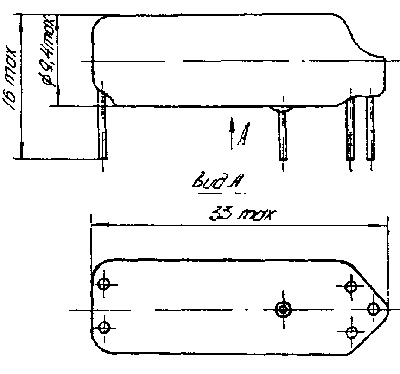 Рис.1. Габаритный чертеж реле РЭС-55А